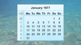January 1977 Calendar