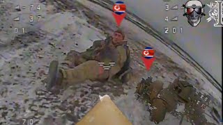 Ukrainian FPV drone relentlessly wipe out one by one North Korean soldiers on the frozen battlefield