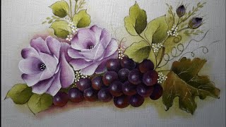 ROSAS E UVAS PINTURA EM TECIDO(13)