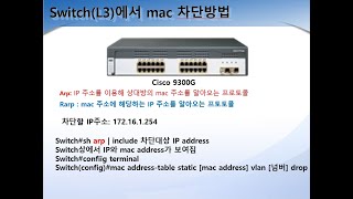 Switch에서 특정 mac address를 검색하고 차단하는 방법입니다.  #arp  #mac drop