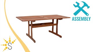 Sunnydaze Meranti Wood 6-Foot Outdoor Dining Table with Teak Oil Finish - STR-510