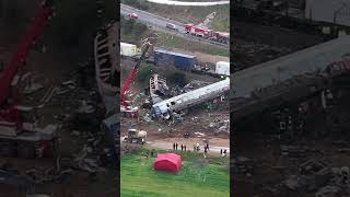 Greece train crash drone footage