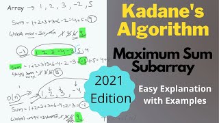 Kadane's Algorithm | Maximum Sum Subarray | Geeksforgeeks | LeetCode | Hindi Solution