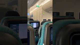 Inside the airplane of Cathay Pacific