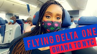 DELTA ONE FLIGHT EXPERIENCE | ACCRA TO NEW YORK | TRAVEL VLOG #glitteratieent  #blacktravel #delta