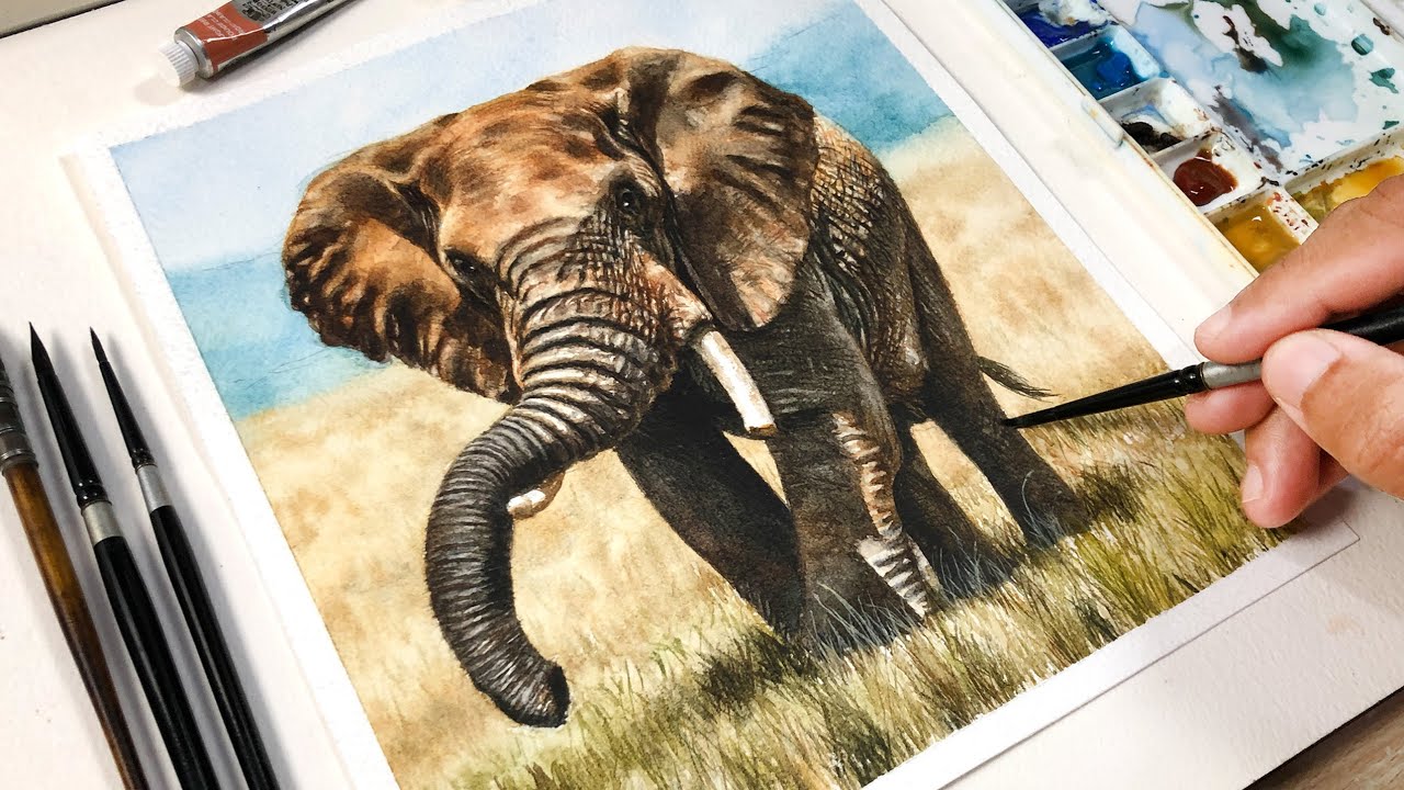 Painting An Elephant In Watercolor - YouTube