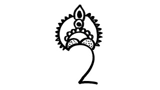 How To Draw Saraswati Maa With Number 2 - step by step for beginners