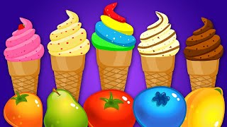Best Learning Videos for Toddlers | Colors with Ice Cream Soccer Balls | Fruits & Shapes | KidsCamp