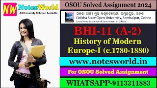 Odisha State Open University(OSOU) BHI-11 (Assignment-2) Solved Assignment 2024-25 BAHI 5th Semester