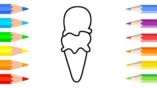 Kids Drawing Tutorial ! Draw Ice-cream ! Drawing & Coloring