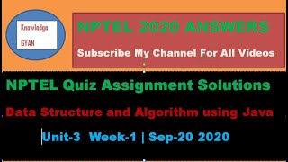 Data Structures and Algorithm using Java Quiz Solution || Week-1 Solution || NPTEL || Jul-Dec 2020