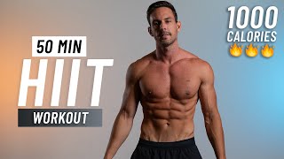 50 Min Cardio HIIT Workout To Burn 1000 Calories - Full Body, At Home, No Equipment