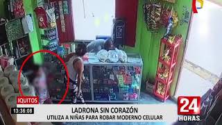 Iquitos: captan a mujer usando a niñas para robar en bodega