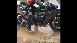 Kawasaki H2 Stuck In Mud 😱😭 Bike Stunt
