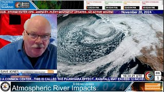 20241120 Atmospheric River Update, Wild Clouds with a Cool Explanation and Appalachian Wind Advisory