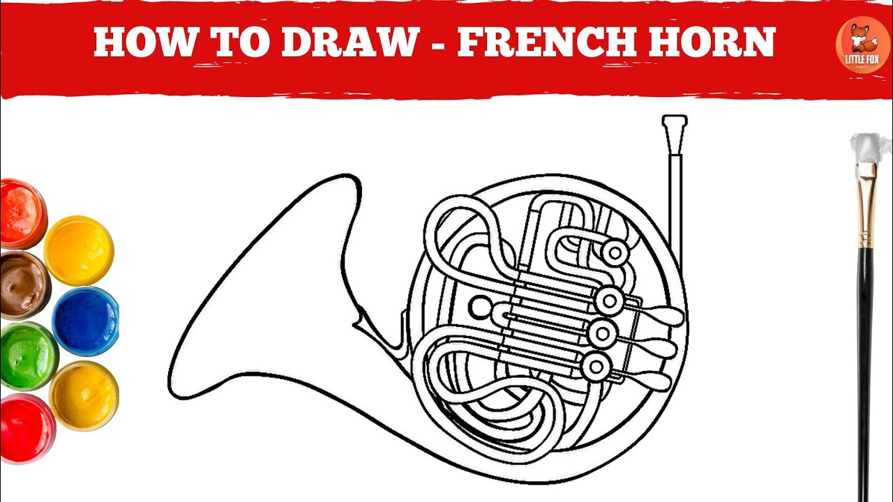 French Horn рџ ї How To Draw French Horn Easily In Step By Step Kids