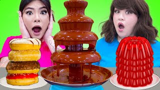 REAL VS GUMMY CHOCOLATE FONDUE CHALLENGE FOR 24 HOURS | FUNNY MUKBANG & CRAZY FOOD BY CRAFTY HACKS
