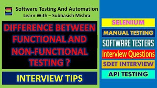Functional Testing vs Non-Functional Testing | Software Testing Interview Question |