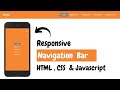 Responsive Navigation Menu Bar using HTML CSS & Javascript || Javascript Animated Navbar