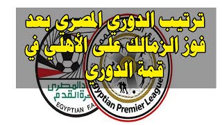 ترتيب الدوري المصري بعد فوز الزمالك على الأهلي في قمة الدوري 3-1