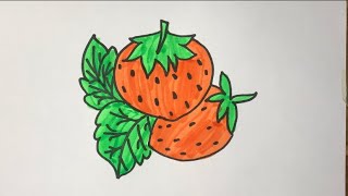 Easy Strawberry Drawing I| How to Draw Strawberry Step by StepI Draw Strawberry Fruit..