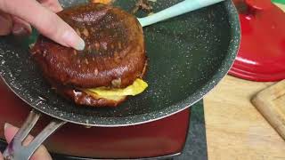 my pretzel bread morning breakfast sandwich