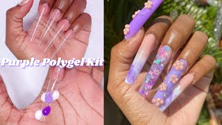 Purple Polygel Nail Tutorial | XXL Extendo Nails | 3D Polygel Flowers