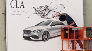 [Automotive] Mercedes ads turned into art by illustrators in Oslo | JCDecaux Norway