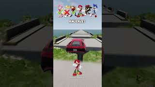 Sonic Car Jump Challenge For Sonic , Amy , Tails, Knuckles  and Shadow #shorts #sonic #beamngdrive