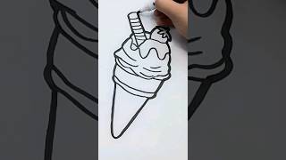 ice cream drawing , how to draw an ice cream cone for kids, ice cream cone drawing , #youtubeshorts