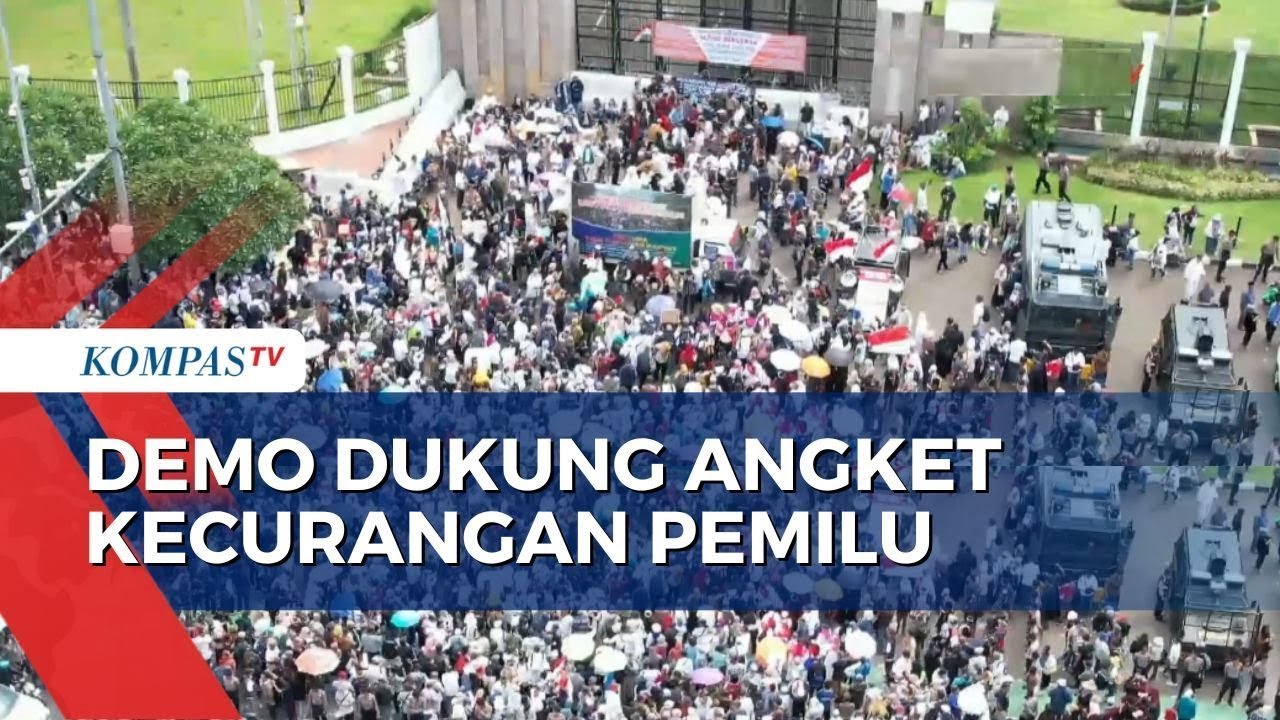 Aksi Massa Demo Di Depan Gedung DPR Dukung Hak Angket Dan Pemakzulan ...