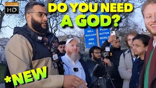 P1 - Do you need a God to exist? Hamza & Mohammed Hijab Vs Atheists | Speakers Corner | Hyde Park
