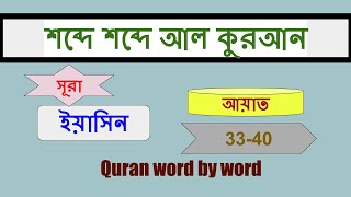 শব্দে শব্দে সূরা সূরা Surah Yasin 33 to 40  Quran word by word