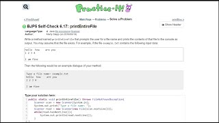 Java Practice It || 6.17 printEntireFile || file processing, scanner, method with scanner parameter