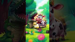 Beautiful story of a cow and Crocodile  #shorts #animals #animation #youtubeshorts #youtube