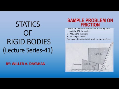 Sample Problem On Friction (Wedges) - YouTube