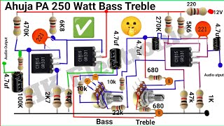 Ahuja 250 Watts Amplifier Bass Treble Board Circuit Diagram 😱 3 Transistor C1815 Bass Treble Control