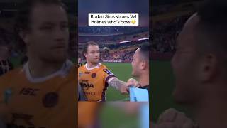 Korbin Sims shows Valentine Holmes who’s boss 😂 #NRL #rugbyleague #rugby #sport #australia