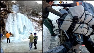 FROZEN ಫಾಲ್ಸ್ ನೋಡೋ ಭರದಲ್ಲಿ ಬಿದ್ಬುಟ್ಟ ನಮ್ ಜಾಕಿ🙆🏻 | ENCOUNTERED BLACK ICE FOR THE FIRST TIME🥶