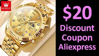 Aliexpress Sale Discount Promo Codes Coupons OLEVS 2932 Mens Watch Quartz Chronograph Waterproof