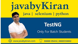 TestNG Part 1 - JAVA BY KIRAN | JAVA | SELENIUM | PYTHON