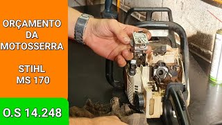 (ORÇAMENTO 14248) STIHL MS 170 com sujeira e corrosão no carburador.