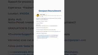 Genpact Recruitment | @CorporateWala | Ankit Yadav | Job update