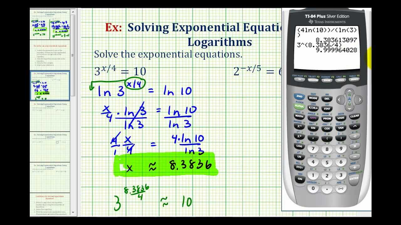 Ex 2: Solve Exponential Equations Using Logarithms - YouTube