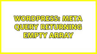Wordpress: Meta Query returning empty array