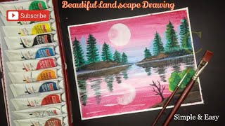 Beautiful Landscape Painting With Acrylic Colours |Acrylic painting for beginners |ACH Arts & Crafts