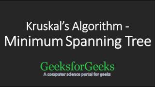Kruskal’s Algorithm for Minimum Spanning Tree | GeeksforGeeks