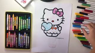 Color the girl with pink bow and blue heart