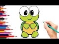 How to Draw a Turtle 🐢 Drawing and Coloring a Cute Turtle 🌈 Drawing for toddlers