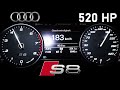 520 HP 2014 Audi S8 4.0 V8 Acceleration Sound 0 -100 km/h & 0- 200 km/h